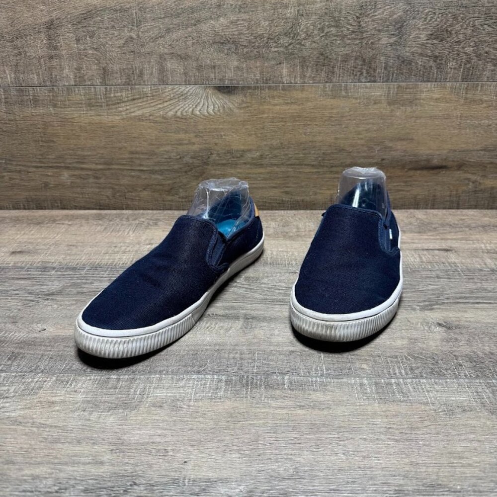Toms Baja Navy Heritage Canvas Slip On Sneakers Men's Size 9.5